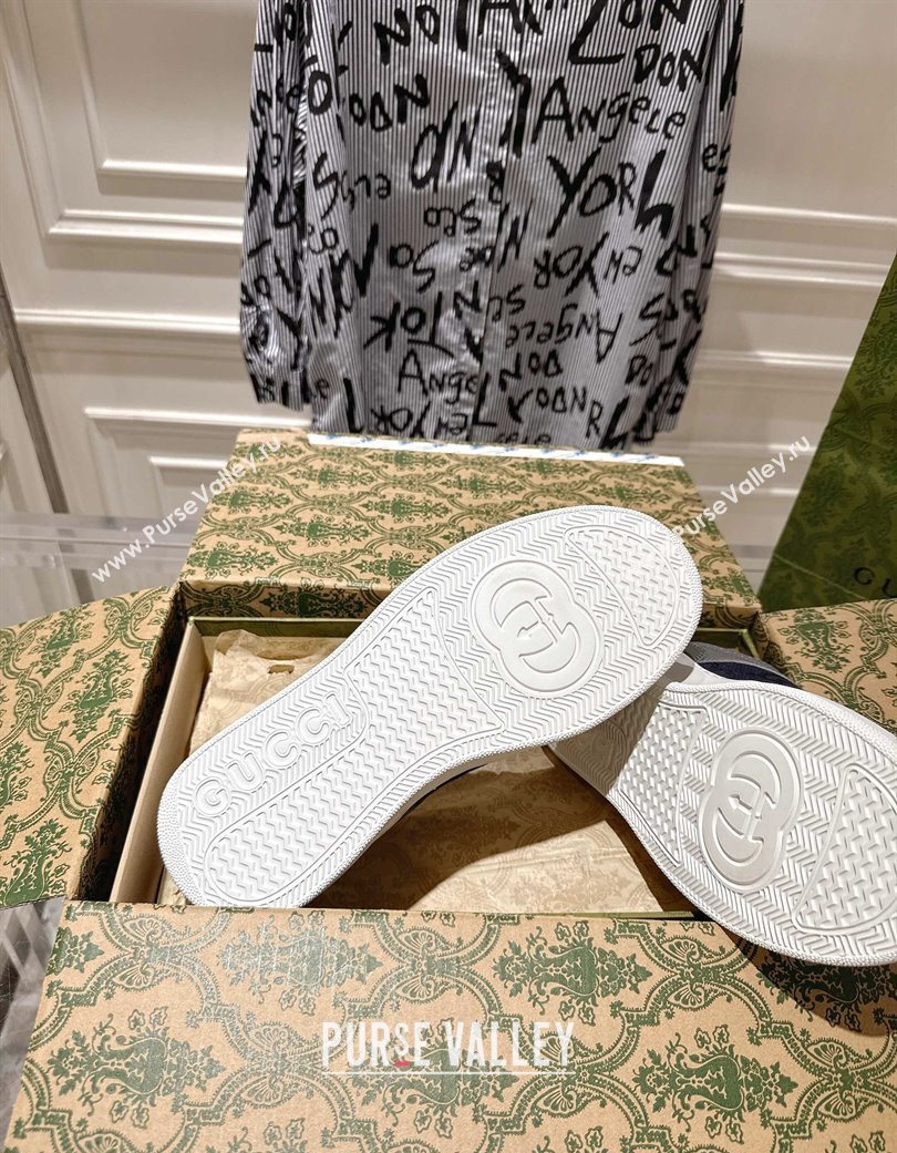 Gucci Mens Maxi-GG Canvas and Leather Platform Sneakers 4cm Blue/Grey 2025 676092 (MD-251219013)