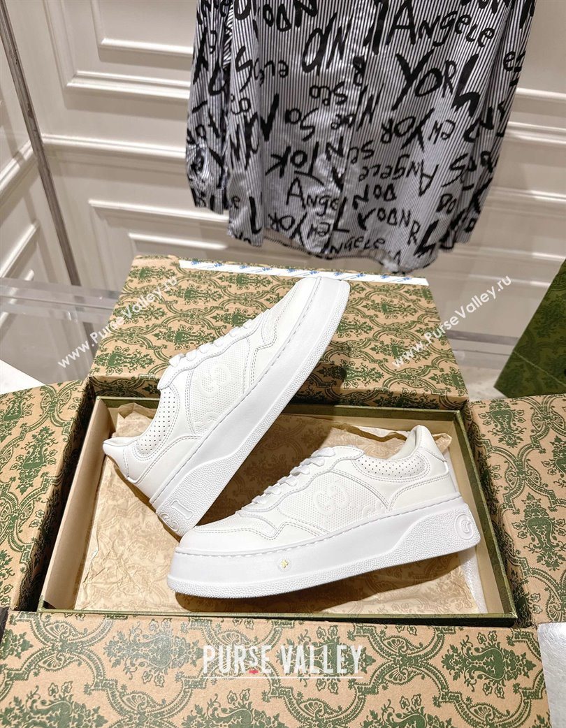 Gucci Maxi GG Calf Leather Platform Sneakers 4cm White 2025 676092 (MD-251219014)