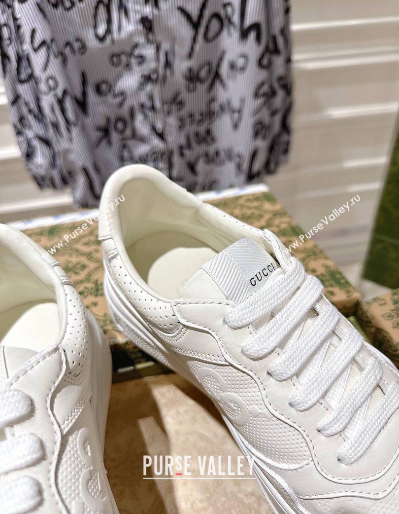 Gucci Maxi GG Calf Leather Platform Sneakers 4cm White 2025 676092 (MD-251219014)