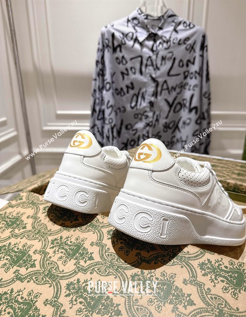 Gucci Maxi GG Calf Leather Platform Sneakers 4cm White 2025 676092 (MD-251219014)