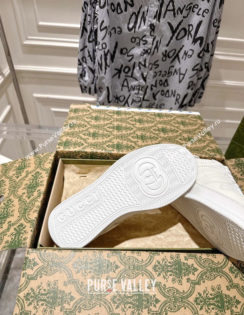 Gucci Maxi GG Calf Leather Platform Sneakers 4cm White 2025 676092 (MD-251219014)