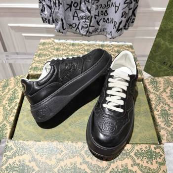 Gucci Mens GG Calf Leather Platform Sneakers 4cm Black2 2025 676092 (MD-251219016)