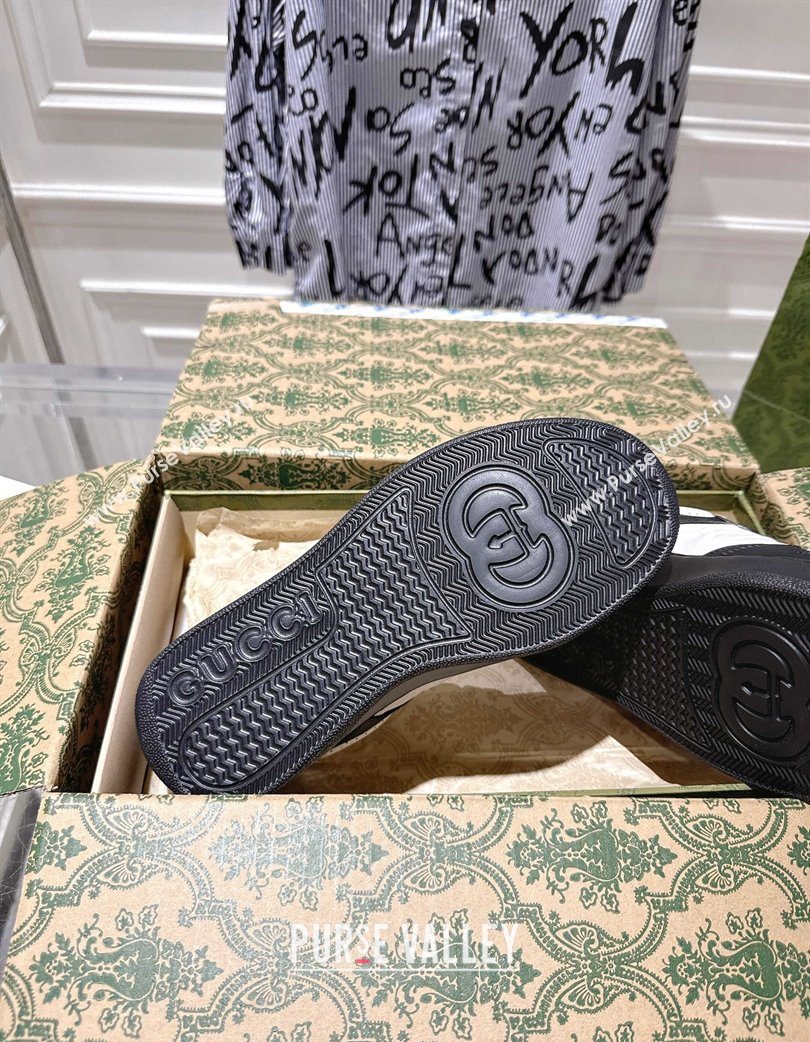 Gucci Maxi GG Leather Platform Sneakers 4cm Black/White 2025 676092 (MD-251219015)