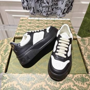 Gucci Maxi GG Leather Platform Sneakers 4cm Black/White 2025 676092 (MD-251219015)