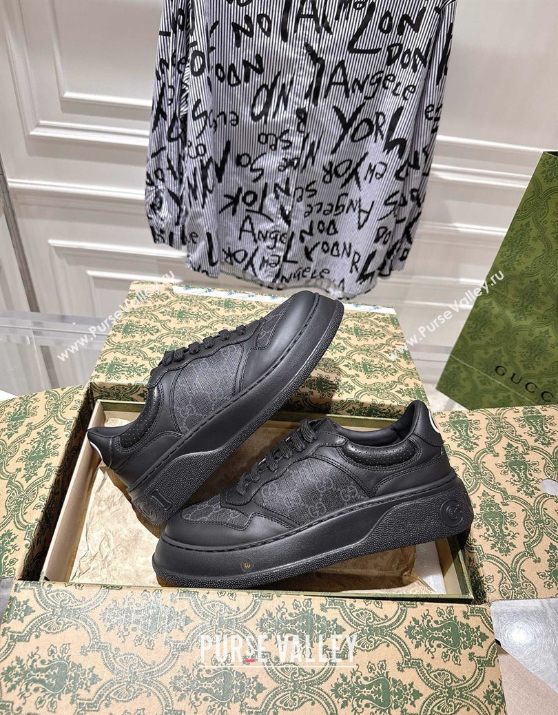 Gucci Mens GG Canvas and Leather Platform Sneakers 4cm Black2 2025 676092 (MD-251219017)