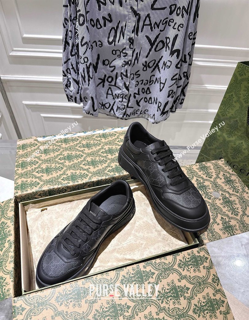 Gucci Mens GG Canvas and Leather Platform Sneakers 4cm Black2 2025 676092 (MD-251219017)