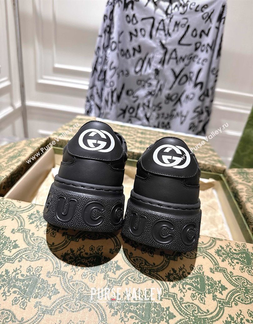 Gucci Mens GG Canvas and Leather Platform Sneakers 4cm Black2 2025 676092 (MD-251219017)