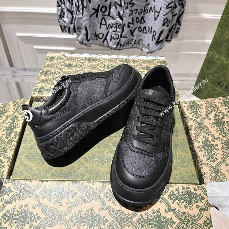 Gucci Mens GG Canvas and Leather Platform Sneakers 4cm Black2 2025 676092 (MD-251219017)
