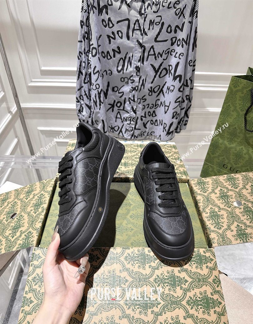 Gucci Mens GG Canvas and Leather Platform Sneakers 4cm Black2 2025 676092 (MD-251219017)
