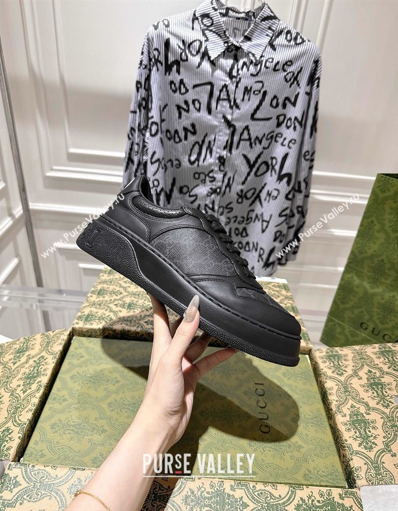 Gucci Mens GG Canvas and Leather Platform Sneakers 4cm Black2 2025 676092 (MD-251219017)