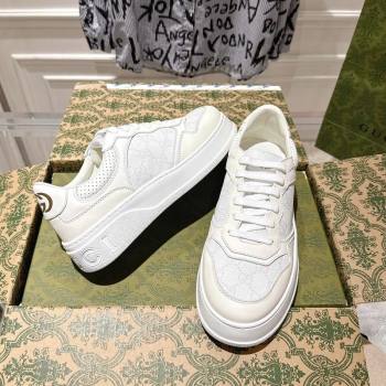 Gucci GG Canvas and Leather Platform Sneakers 4cm White2 2025 676092 (MD-251219018)