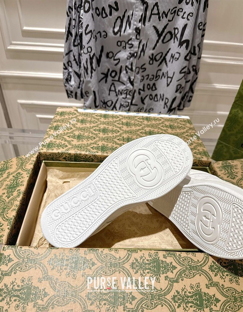 Gucci GG Canvas and Leather Platform Sneakers 4cm White2 2025 676092 (MD-251219018)