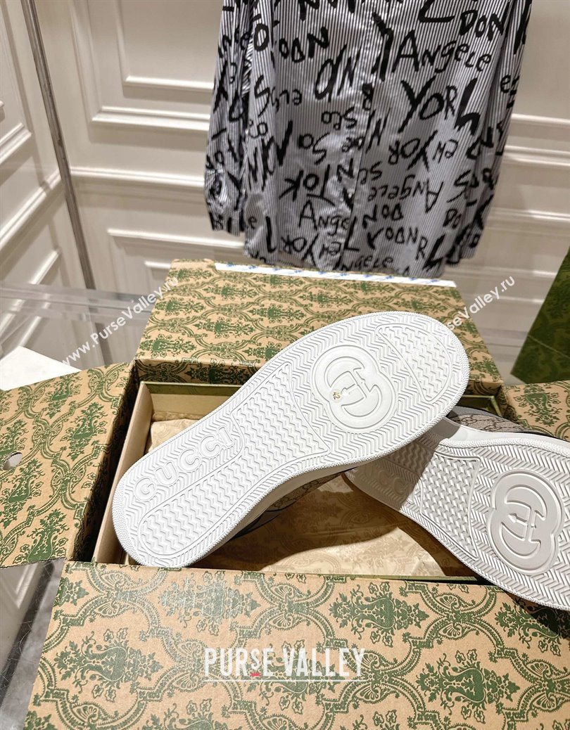 Gucci Mens GG Canvas and Leather Platform Sneakers 4cm Beige/Grey/Black 2025 676092 (MD-251219020)