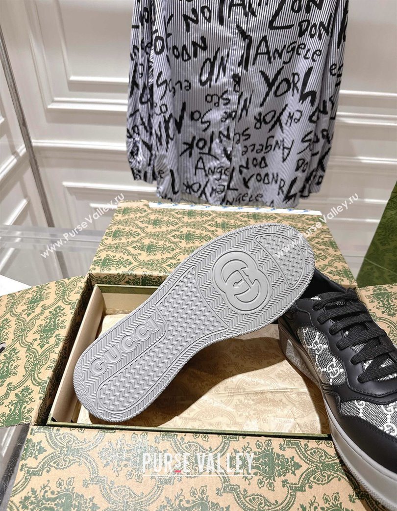 Gucci Mens GG Canvas and Leather Platform Sneakers 4cm Grey/Black 2025 676092 (MD-251219021)