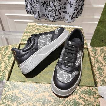 Gucci Mens GG Canvas and Leather Platform Sneakers 4cm Grey/Black 2025 676092 (MD-251219021)