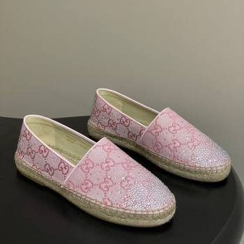 Gucci GG Canvas and Strass Flat Espadrilles Pink 2025 GG121805 (MD-251219003)