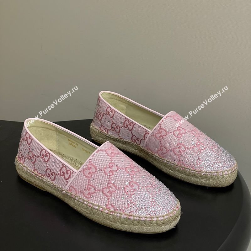 Gucci GG Canvas and Strass Flat Espadrilles Pink 2025 GG121805 (MD-251219003)