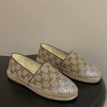 Gucci GG Canvas and Strass Flat Espadrilles Beige 2025 GG121805 (MD-251219001)