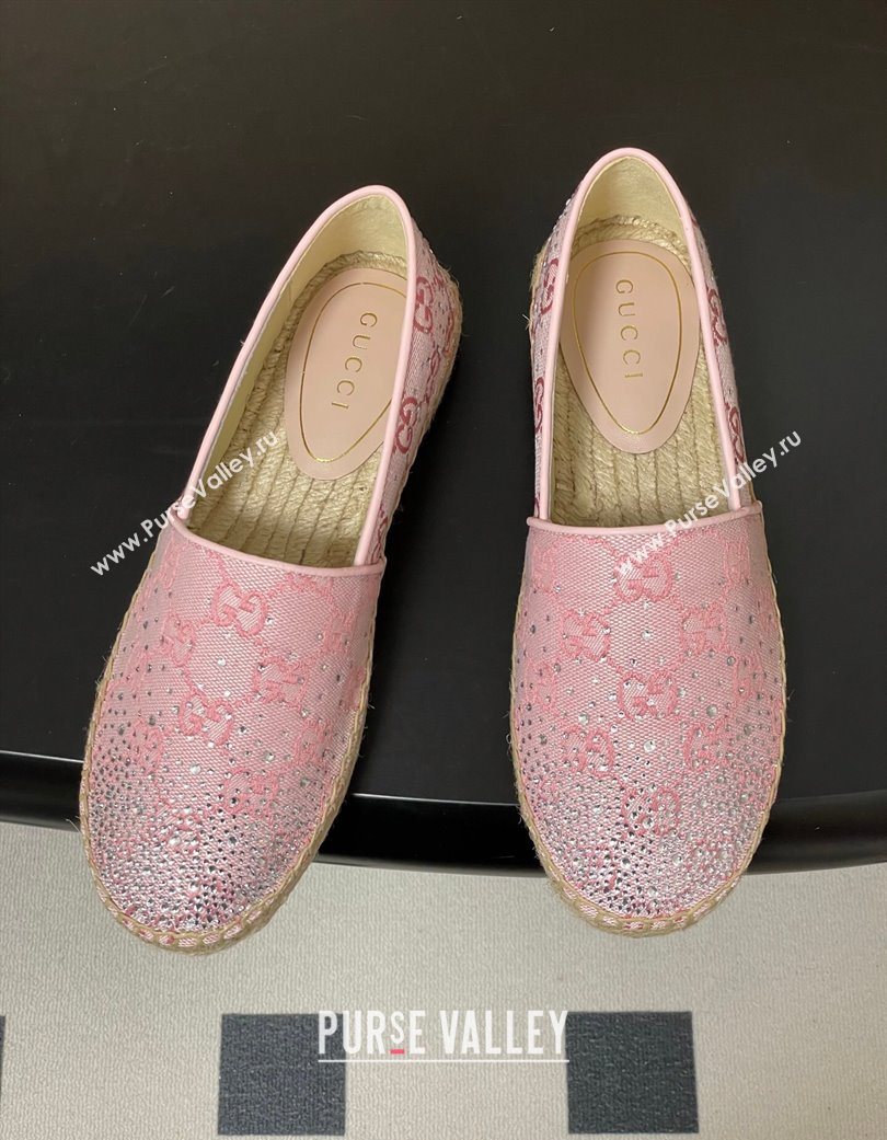 Gucci GG Canvas and Strass Flat Espadrilles Pink 2025 GG121805 (MD-251219003)