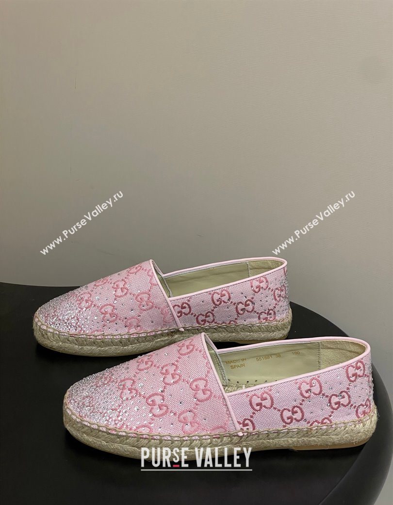 Gucci GG Canvas and Strass Flat Espadrilles Pink 2025 GG121805 (MD-251219003)