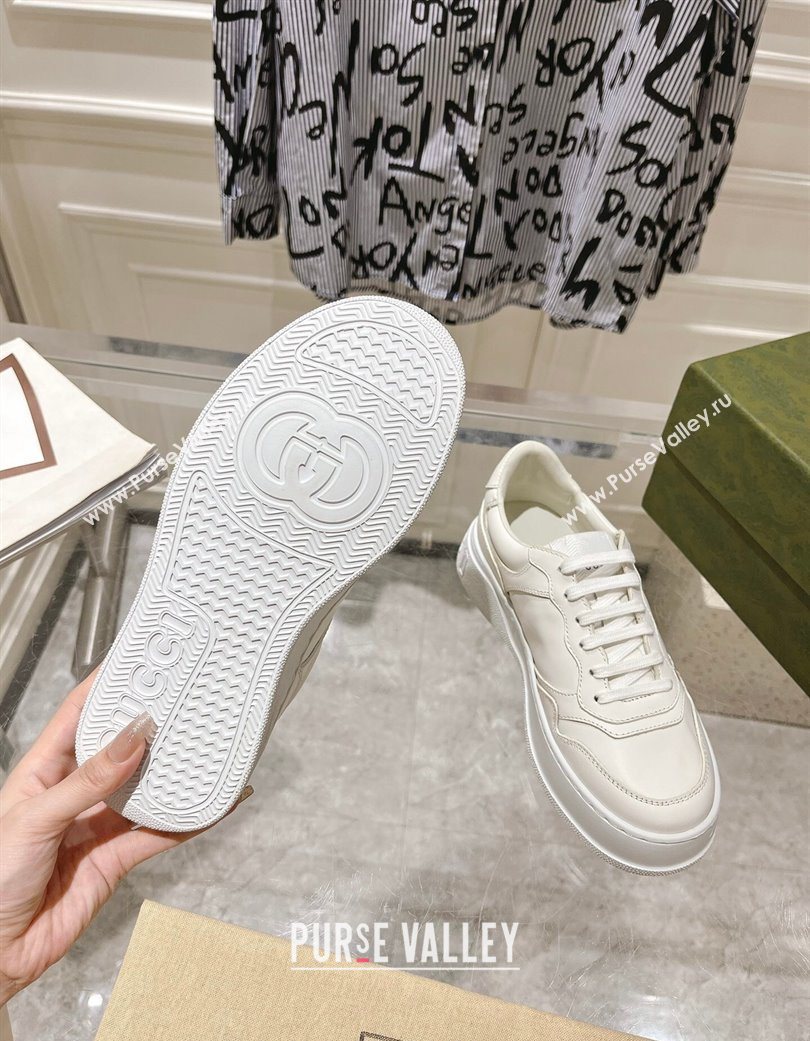 Gucci Printed Leather Platform Sneakers 4cm White/Web 2025 676092 (MD-251219026)