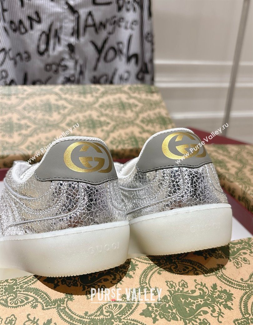 Gucci G75 Sneakers in Metallic Leather Silver 2025 857910 (MD-251219028)