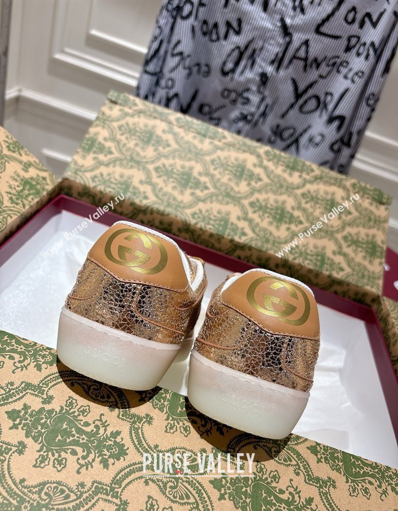 Gucci G75 Sneakers in Metallic Leather Gold 2025 857910 (MD-251219029)