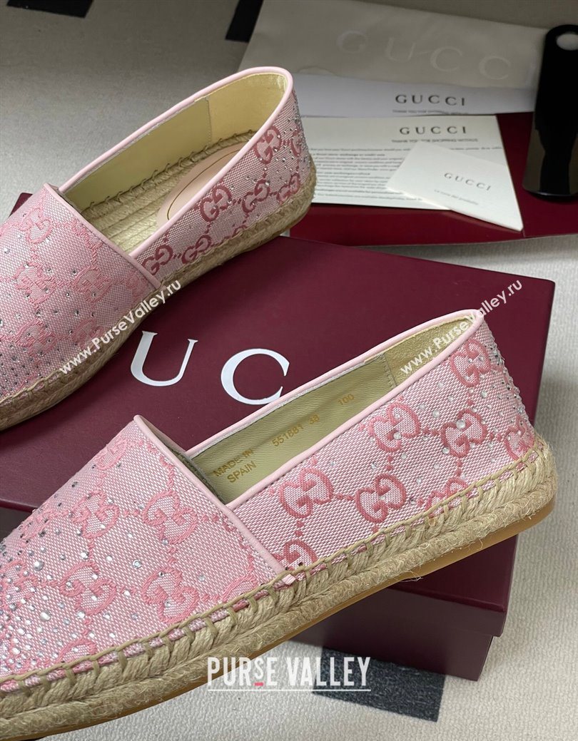 Gucci GG Canvas and Strass Flat Espadrilles Pink 2025 GG121805 (MD-251219003)