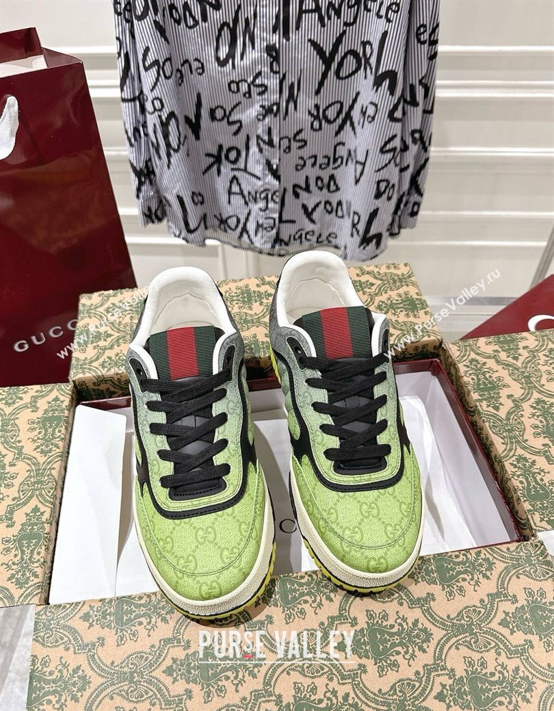 Gucci Mens Re-Web Sneakers 4cm in Gradient Green GG Canvas 2025 785452 (MD-251219030)