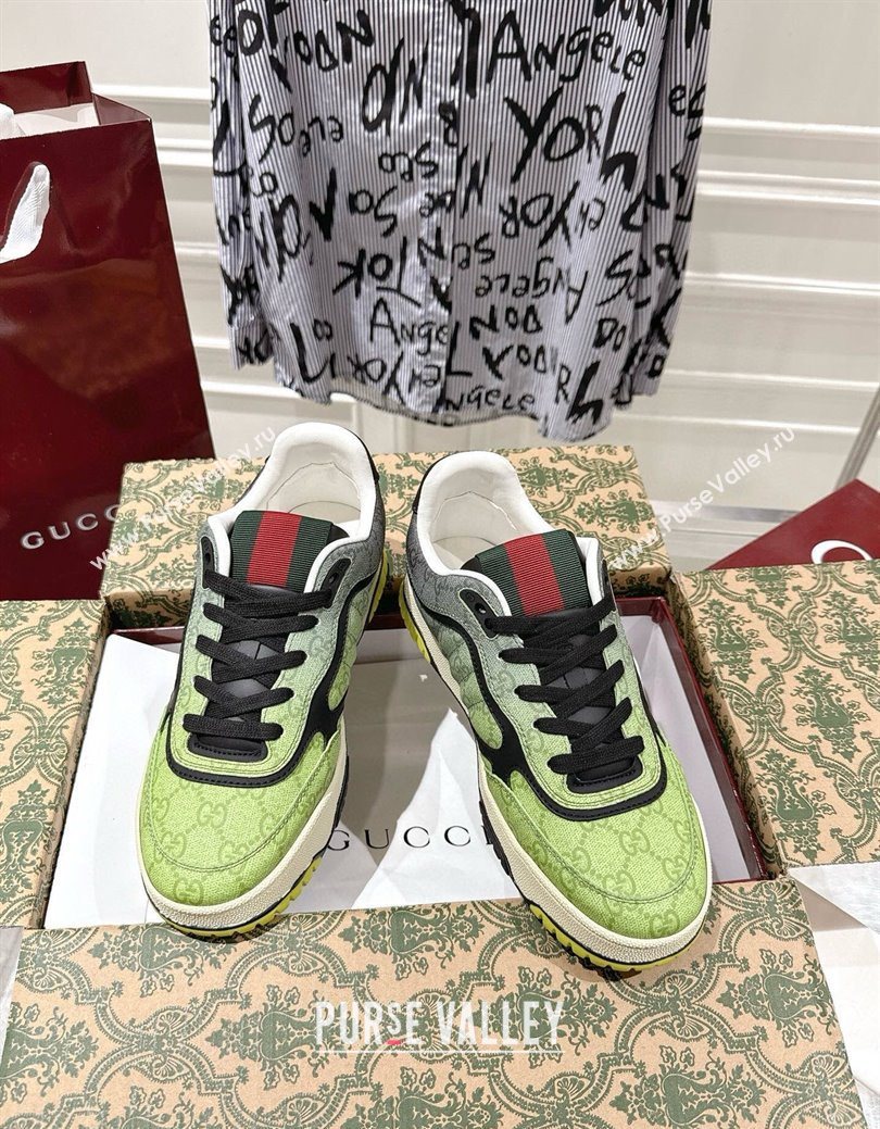 Gucci Mens Re-Web Sneakers 4cm in Gradient Green GG Canvas 2025 785452 (MD-251219030)