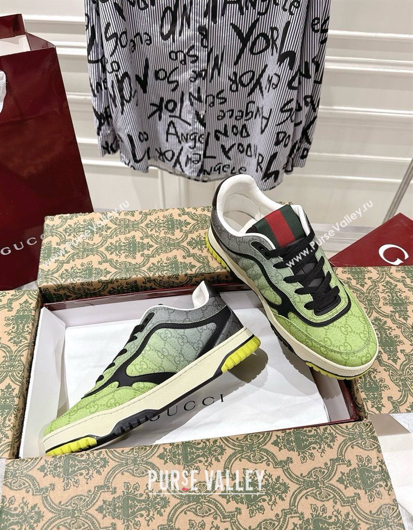 Gucci Mens Re-Web Sneakers 4cm in Gradient Green GG Canvas 2025 785452 (MD-251219030)