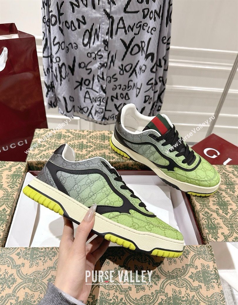 Gucci Mens Re-Web Sneakers 4cm in Gradient Green GG Canvas 2025 785452 (MD-251219030)