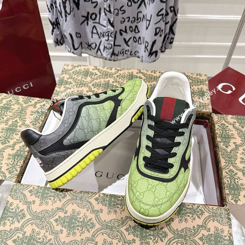Gucci Mens Re-Web Sneakers 4cm in Gradient Green GG Canvas 2025 785452 (MD-251219030)