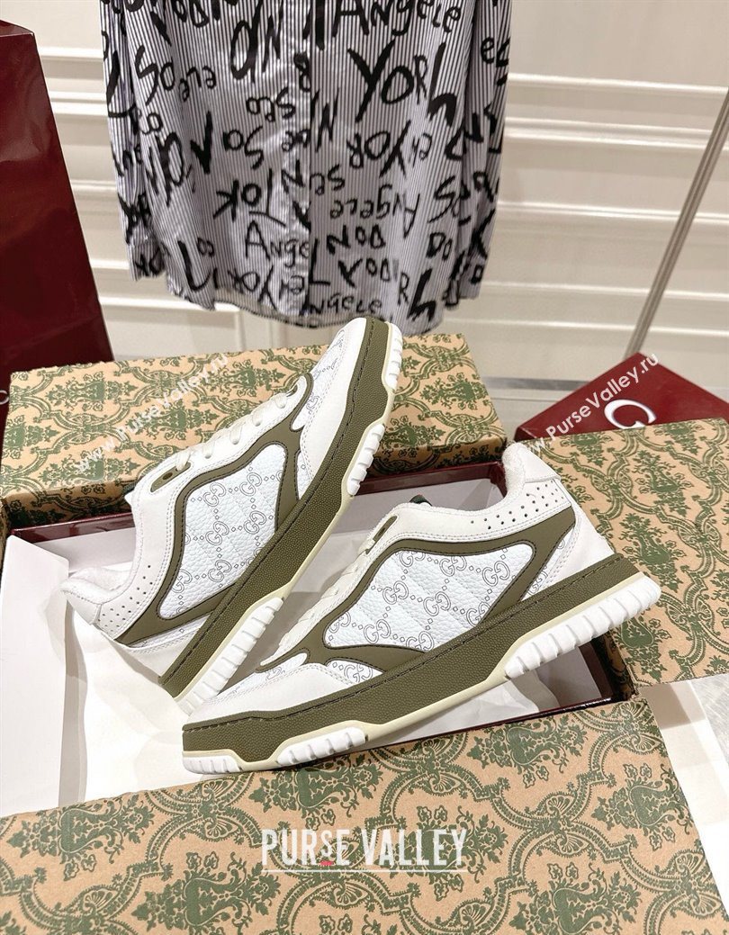 Gucci Re-Web Sneakers 4cm in GG Leather White/Forest Green 2025 785452 (MD-251219031)