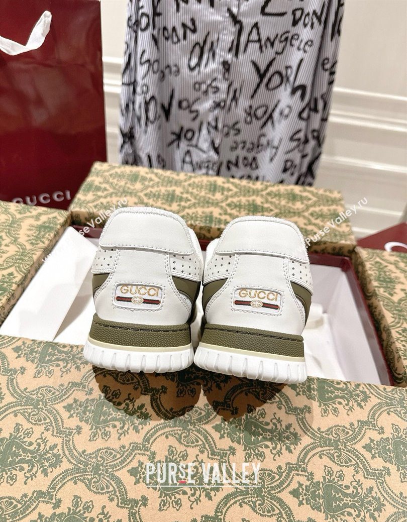 Gucci Re-Web Sneakers 4cm in GG Leather White/Forest Green 2025 785452 (MD-251219031)