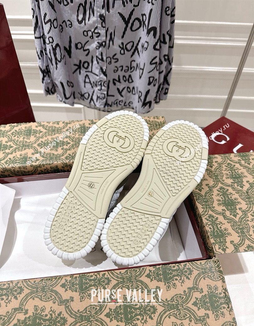 Gucci Re-Web Sneakers 4cm in GG Leather White/Forest Green 2025 785452 (MD-251219031)