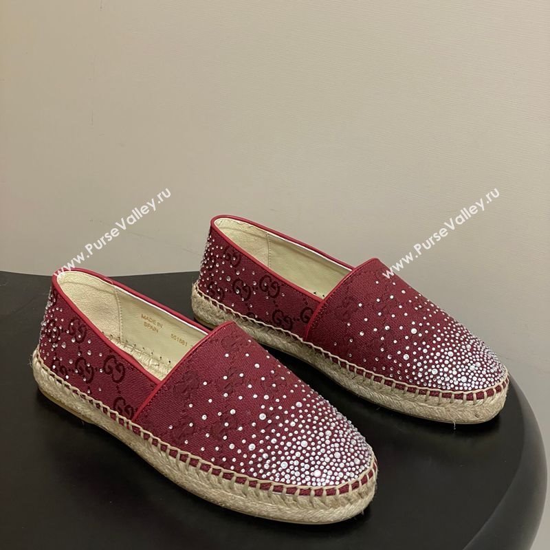 Gucci GG Canvas and Strass Flat Espadrilles Red 2025 GG121805 (MD-251219004)