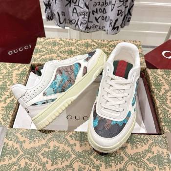 Gucci Re-Web Sneakers 4cm in Blue Camouflage Fabric 2025 785452 (MD-251219032)