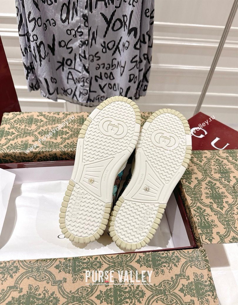 Gucci Re-Web Sneakers 4cm in Blue Camouflage Fabric 2025 785452 (MD-251219032)