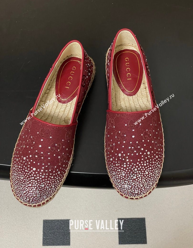 Gucci GG Canvas and Strass Flat Espadrilles Red 2025 GG121805 (MD-251219004)