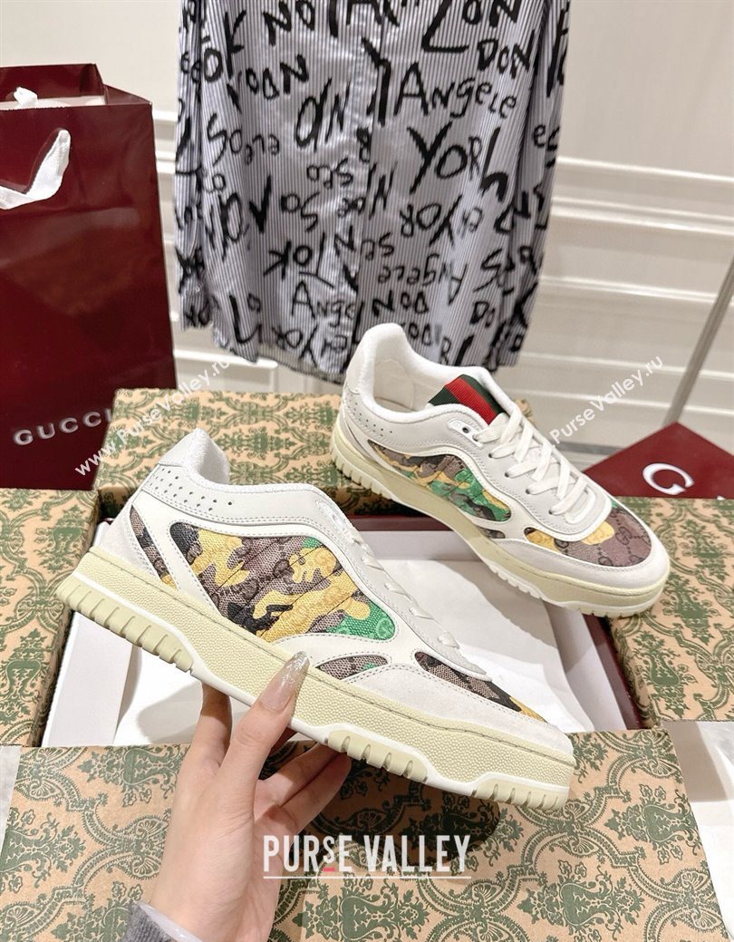Gucci Re-Web Sneakers 4cm in Yellow Camouflage Fabric 2025 785452 (MD-251219033)