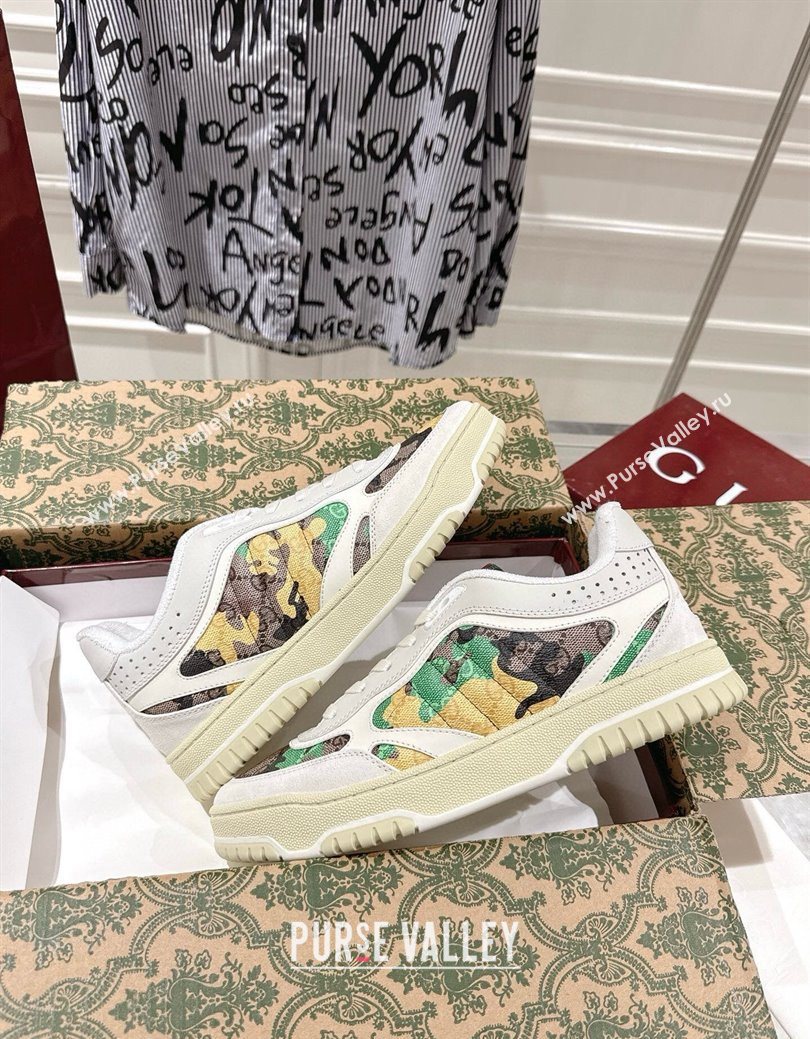 Gucci Re-Web Sneakers 4cm in Yellow Camouflage Fabric 2025 785452 (MD-251219033)