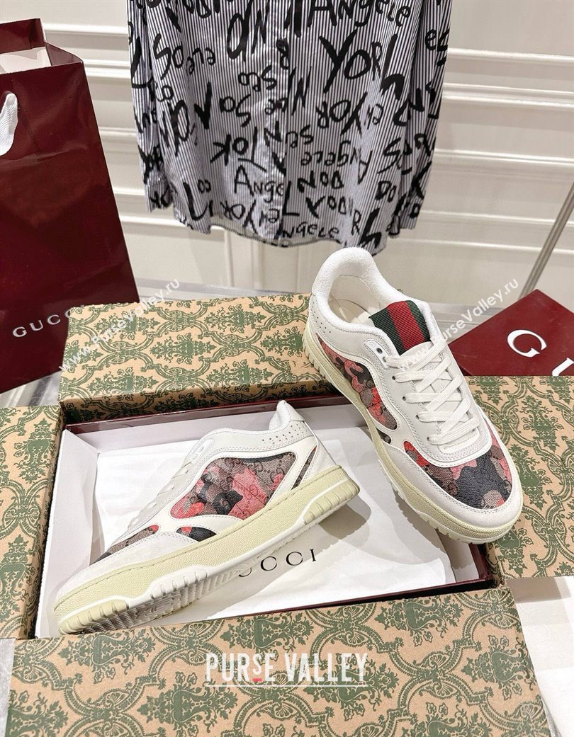 Gucci Re-Web Sneakers 4cm in Pink Camouflage Fabric 2025 785452 (MD-251219034)