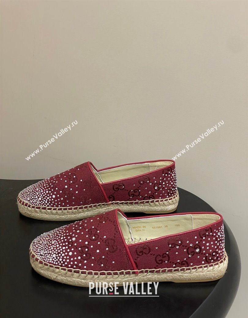 Gucci GG Canvas and Strass Flat Espadrilles Red 2025 GG121805 (MD-251219004)