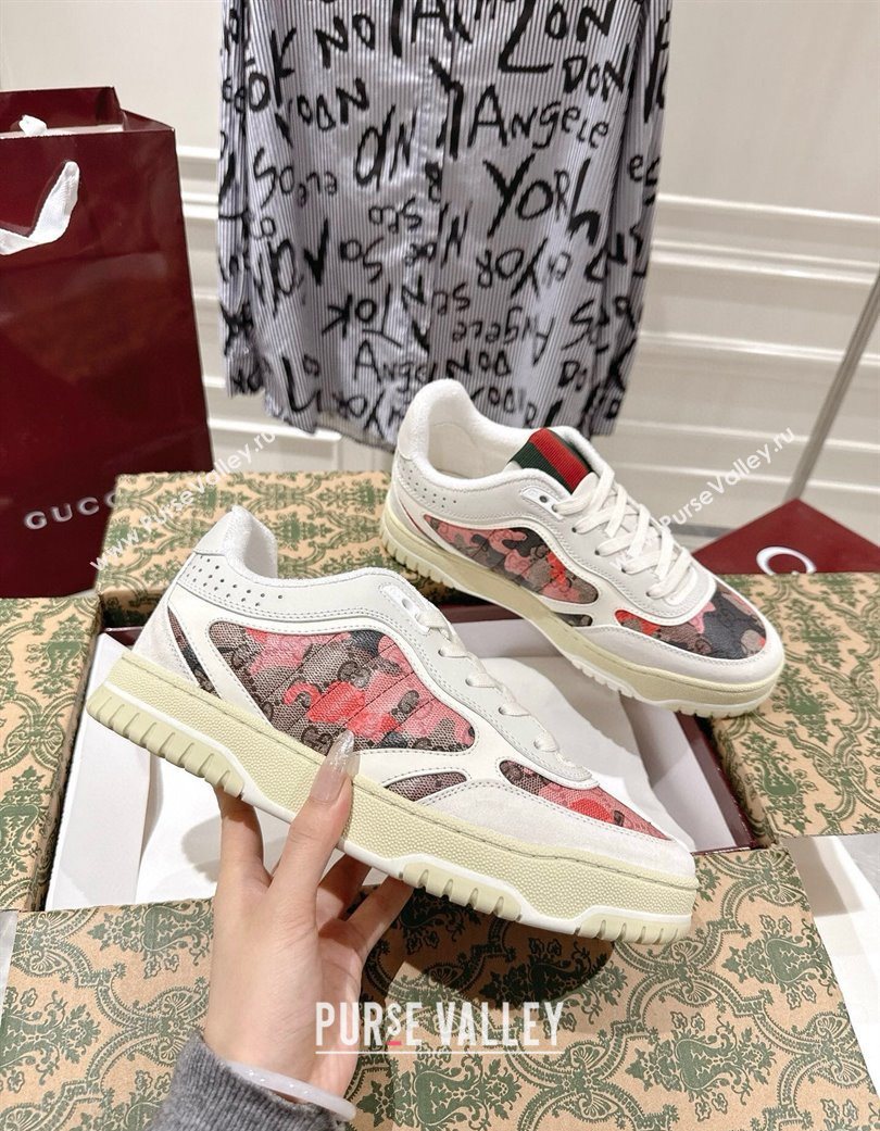 Gucci Re-Web Sneakers 4cm in Pink Camouflage Fabric 2025 785452 (MD-251219034)