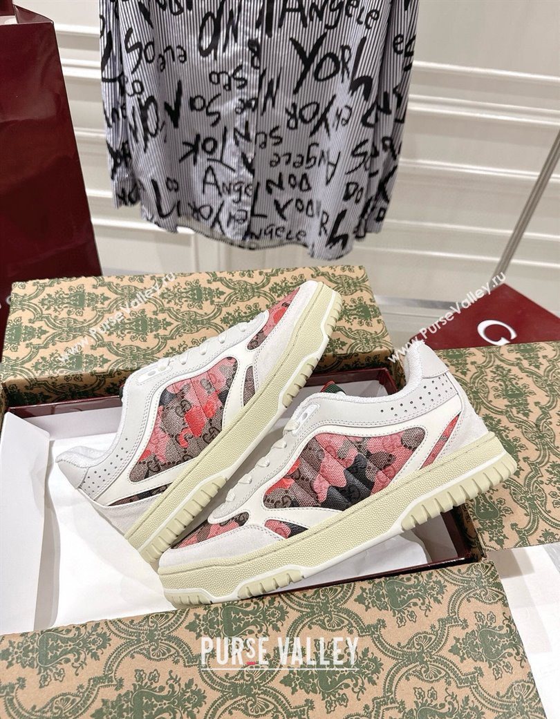 Gucci Re-Web Sneakers 4cm in Pink Camouflage Fabric 2025 785452 (MD-251219034)
