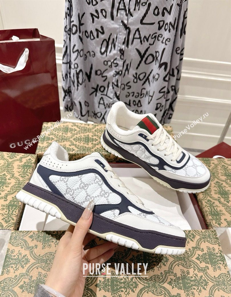 Gucci Re-Web Sneakers 4cm in GG Leather White/Dark Blue 2025 785452 (MD-251219035)