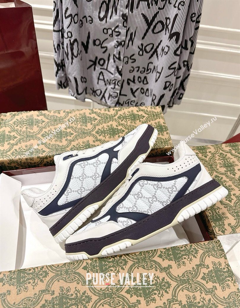 Gucci Re-Web Sneakers 4cm in GG Leather White/Dark Blue 2025 785452 (MD-251219035)