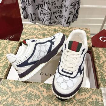Gucci Re-Web Sneakers 4cm in GG Leather White/Dark Blue 2025 785452 (MD-251219035)
