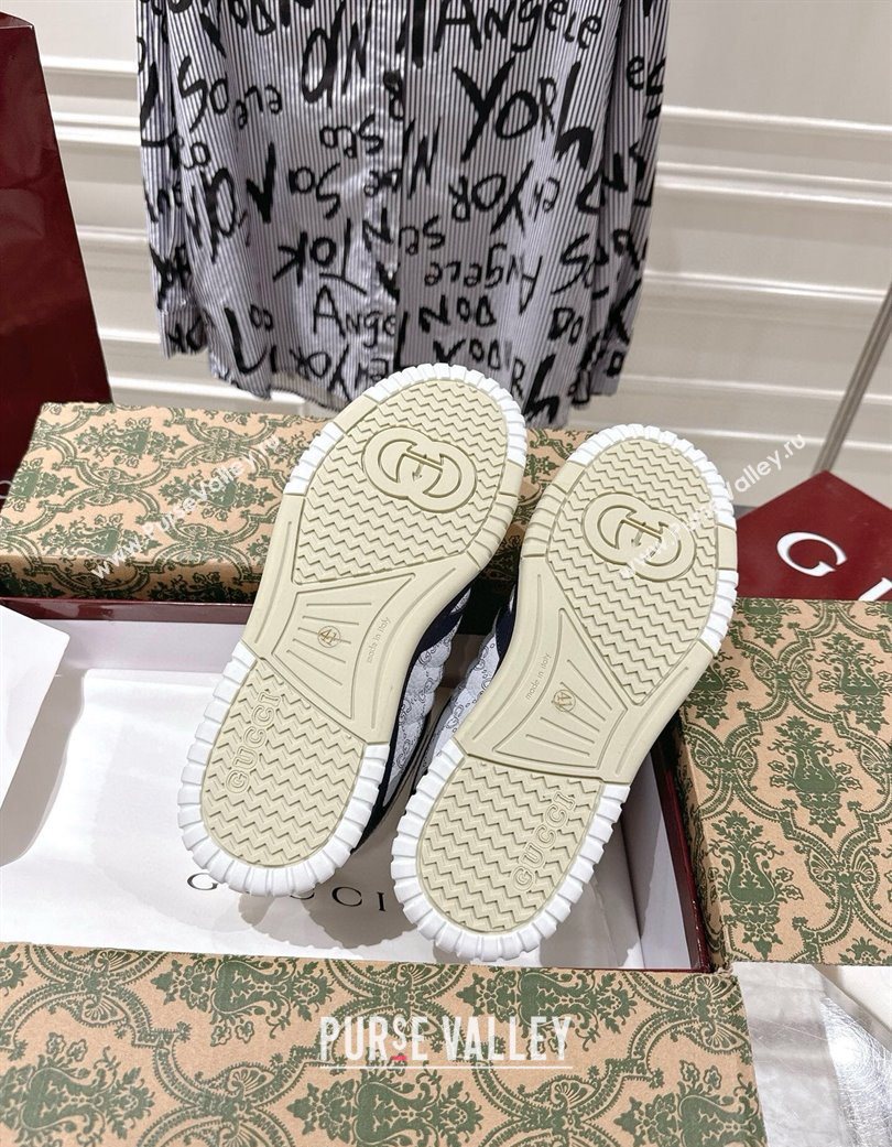 Gucci Re-Web Sneakers 4cm in GG Leather White/Dark Blue 2025 785452 (MD-251219035)